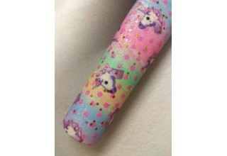 Кожзам с блестками, радуга "Единороги №2" 20*30 см, цена за лист